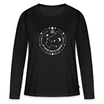 Sternzeichen Wassermann - Frauen Premium Bio Langarmshirt - Schwarz - Vorne - Julia (174cm)
