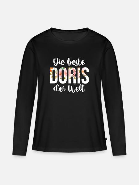 Doris - Frauen Premium Bio Langarmshirt - Schwarz