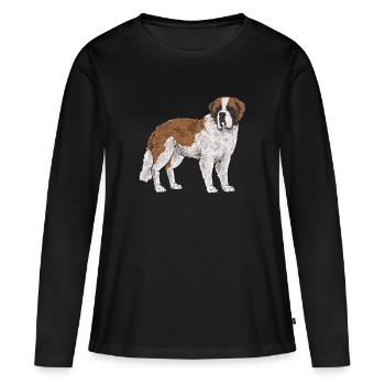 St. Bernard St. Bernard Dog Dog - Women's Premium Organic Long Sleeve Shirt - black - Front - Julia (174cm)
