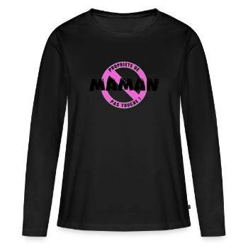 Propriété de maman, noir - T-shirt manches longues Premium bio Femme - noir - Devant - Julia (174cm)