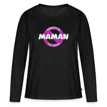 Propriété de maman, blanc - T-shirt manches longues Premium bio Femme - noir - Devant - Julia (174cm)