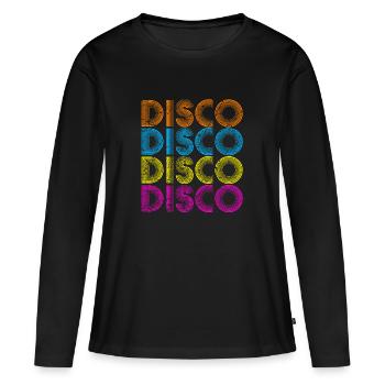 Musique disco - T-shirt manches longues Premium bio Femme - noir - Devant - Julia (174cm)