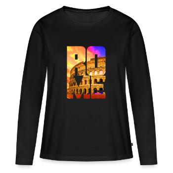 Colisée de Rome - T-shirt manches longues Premium bio Femme - noir - Devant - Julia (174cm)