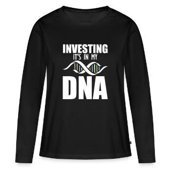Investir en bourse - T-shirt manches longues Premium bio Femme - noir - Devant - Julia (174cm)