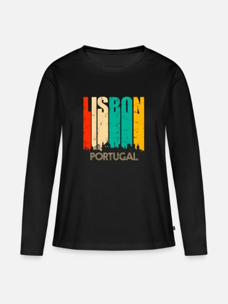 Lissabon Portugal - Frauen Premium Bio Langarmshirt - Schwarz