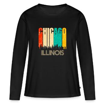 Chicago - T-shirt manches longues Premium bio Femme - noir - Devant - Julia (174cm)