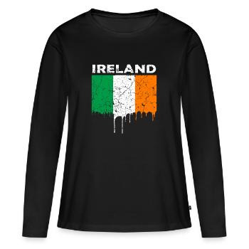 Irlande Pavillon - T-shirt manches longues Premium bio Femme - noir - Devant - Julia (174cm)