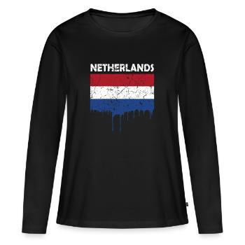 Drapeau néerlandais - T-shirt manches longues Premium bio Femme - noir - Devant - Julia (174cm)
