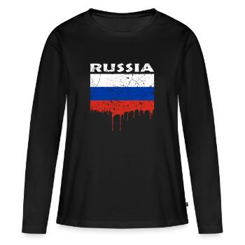 La russie - T-shirt manches longues Premium bio Femme - noir - Devant - Julia (174cm)