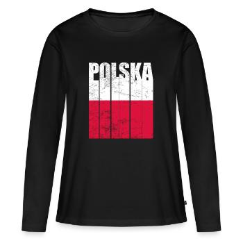 Pologne - T-shirt manches longues Premium bio Femme - noir - Devant - Julia (174cm)