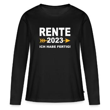Rente 2023 Ruhestand 2023 Abschiedsfeier Rentner - Frauen Premium Bio Langarmshirt - Schwarz - Vorne - Julia (174cm)