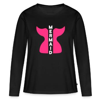 Mermaid (geteilte Meerjungfrauenflosse) - Frauen Premium Bio Langarmshirt - Schwarz - Vorne - Julia (174cm)