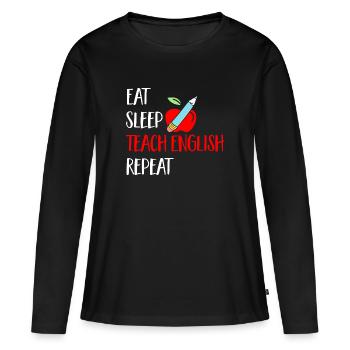 Teacher English Second Language Foreign Language - Women's Premium Organic Long Sleeve Shirt - black - Front - Julia (174cm)