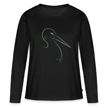Cadeau pour la sage-femme, silhouette de cigogne - T-shirt manches longues Premium bio Femme - noir - Devant - Julia (174cm)