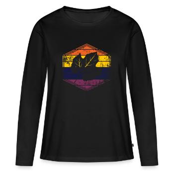 Feuille - T-shirt manches longues Premium bio Femme - noir - Devant - Julia (174cm)