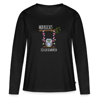 Mir reichts, ich geh schaukeln - Frauen Premium Bio Langarmshirt - Schwarz - Vorne - Julia (174cm)
