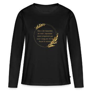 Impossible n'est pas Solution - T-shirt manches longues Premium bio Femme - noir - Devant - Julia (174cm)