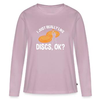 Ultimate Frisbee Wurfscheibe - Frauen Premium Bio Langarmshirt - Altrosa - Vorne - Julia (174cm)