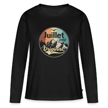 Juillet 2012 Anniversaire Juillet 2012 Juillet - T-shirt manches longues Premium bio Femme - noir - Devant - Julia (174cm)