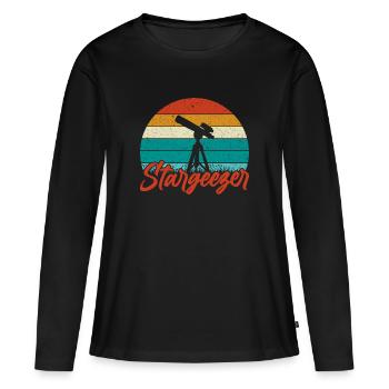 Astronomes, regardant, observant à travers le télescope - T-shirt manches longues Premium bio Femme - noir - Devant - Julia (174cm)
