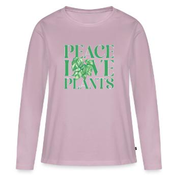 Monstera Deliciosa Albo Plante d’intérieur botanique - T-shirt manches longues Premium bio Femme - rose poudré - Devant - Julia (174cm)