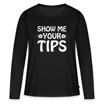 Trinkgeld Kellner Kellnerin Tip Servicekraft - Frauen Premium Bio Langarmshirt - Schwarz - Vorne - Julia (174cm)