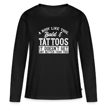 Bald Head Baldness Beard Bald Head - Women's Premium Organic Long Sleeve Shirt - black - Front - Julia (174cm)