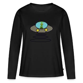 Retrogaming Pixel Ufo - T-shirt manches longues Premium bio Femme - noir - Devant - Julia (174cm)