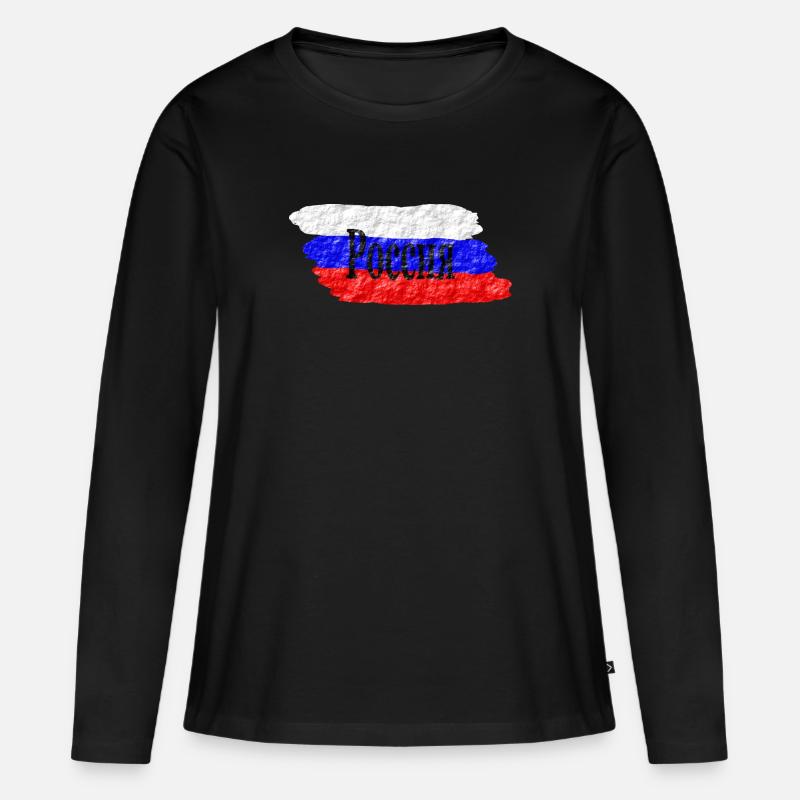 Россия Russland - Frauen Premium Bio Langarmshirt - Schwarz