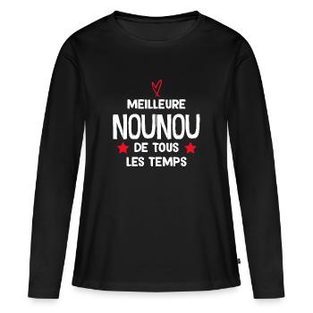 Ma Nounou Extra Cadeau Femme - T-shirt manches longues Premium bio Femme - noir - Devant - Julia (174cm)