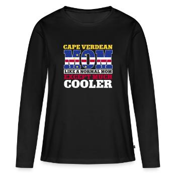 Drapeau du Cap-Vert Drapeau du Cap-Vert - T-shirt manches longues Premium bio Femme - noir - Devant - Julia (174cm)