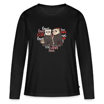 Furet, propriétaire de furet - T-shirt manches longues Premium bio Femme - noir - Devant - Julia (174cm)