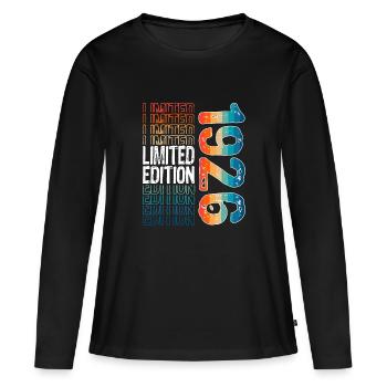 Edition limitée depuis 1926 Anniversaire Millésime 1926 - T-shirt manches longues Premium bio Femme - noir - Devant - Julia (174cm)