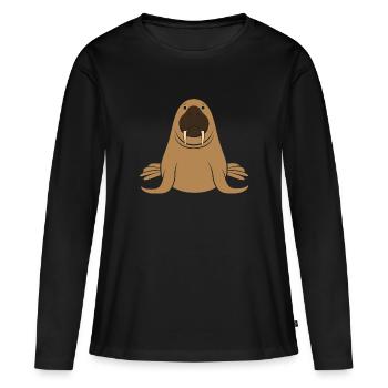 Walross - Frauen Premium Bio Langarmshirt - Schwarz - Vorne - Julia (174cm)