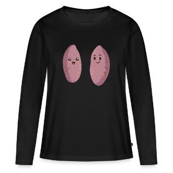 Légumes-racines de patates douces - T-shirt manches longues Premium bio Femme - noir - Devant - Julia (174cm)