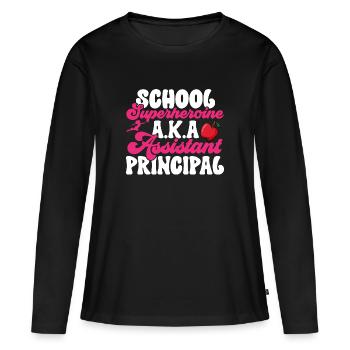 Directeur adjoint - T-shirt manches longues Premium bio Femme - noir - Devant - Julia (174cm)
