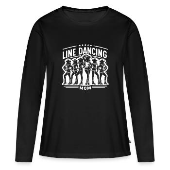 Mama tanzt Line Dance Line Dancing Mom - Frauen Premium Bio Langarmshirt - Schwarz - Vorne - Julia (174cm)