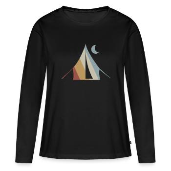 Camping Retro Style Vintage - Women's Premium Organic Long Sleeve Shirt - black - Front - Julia (174cm)