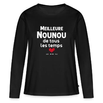 Nounou tu es la meilleure. - T-shirt manches longues Premium bio Femme - noir - Devant - Julia (174cm)