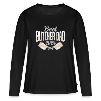 Butcher Butcher Butcher Butcher’s Gift - T-shirt manches longues Premium bio Femme - noir - Devant - Julia (174cm)