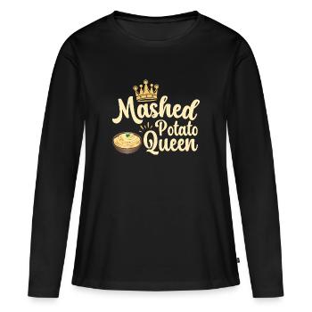 Purée de pommes de terre Purée de pommes de terre - T-shirt manches longues Premium bio Femme - noir - Devant - Julia (174cm)
