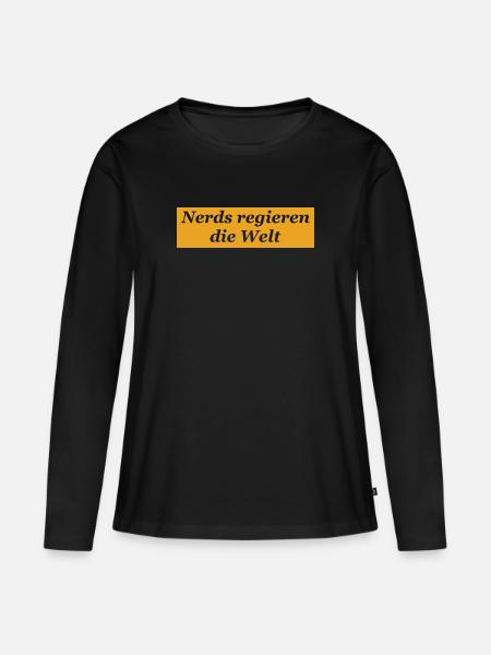 Nerds regieren transparente Schrift - Frauen Premium Bio Langarmshirt - Schwarz