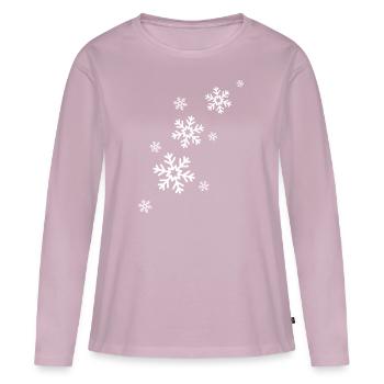 flocons de neige - T-shirt manches longues Premium bio Femme - rose poudré - Devant - Julia (174cm)