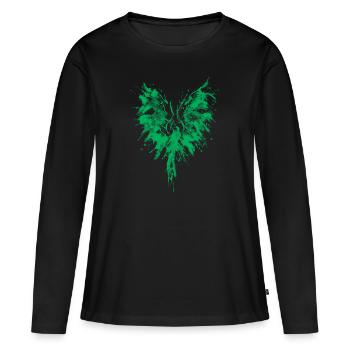 Phénix vert - T-shirt manches longues Premium bio Femme - noir - Devant - Julia (174cm)