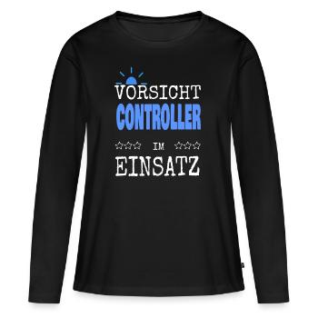 Controller - Frauen Premium Bio Langarmshirt - Schwarz - Vorne - Julia (174cm)