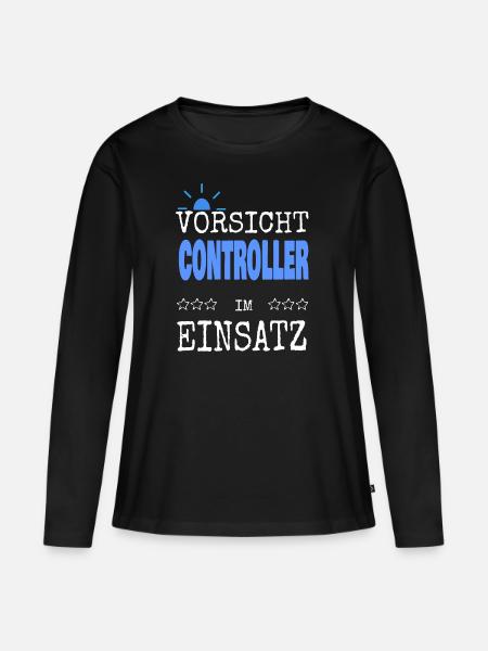 Controller - Frauen Premium Bio Langarmshirt - Schwarz