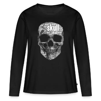 Totenkopfmotiv "skull" - Frauen Premium Bio Langarmshirt - Schwarz - Vorne - Julia (174cm)