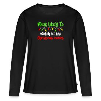 H�chstwahrscheinlich Weihnachtsfilme Familie Weihn - Frauen Premium Bio Langarmshirt - Schwarz - Vorne - Julia (174cm)