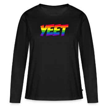 Yeet meme yeeted Slang M dchen Adolescent Arc-en-ciel - T-shirt manches longues Premium bio Femme - noir - Devant - Julia (174cm)