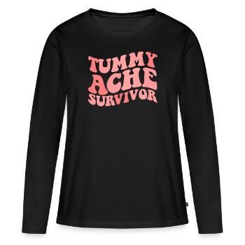 Bauchschmerz �berlebender Magenschmerz lustiger Ba - Frauen Premium Bio Langarmshirt - Schwarz - Vorne - Julia (174cm)